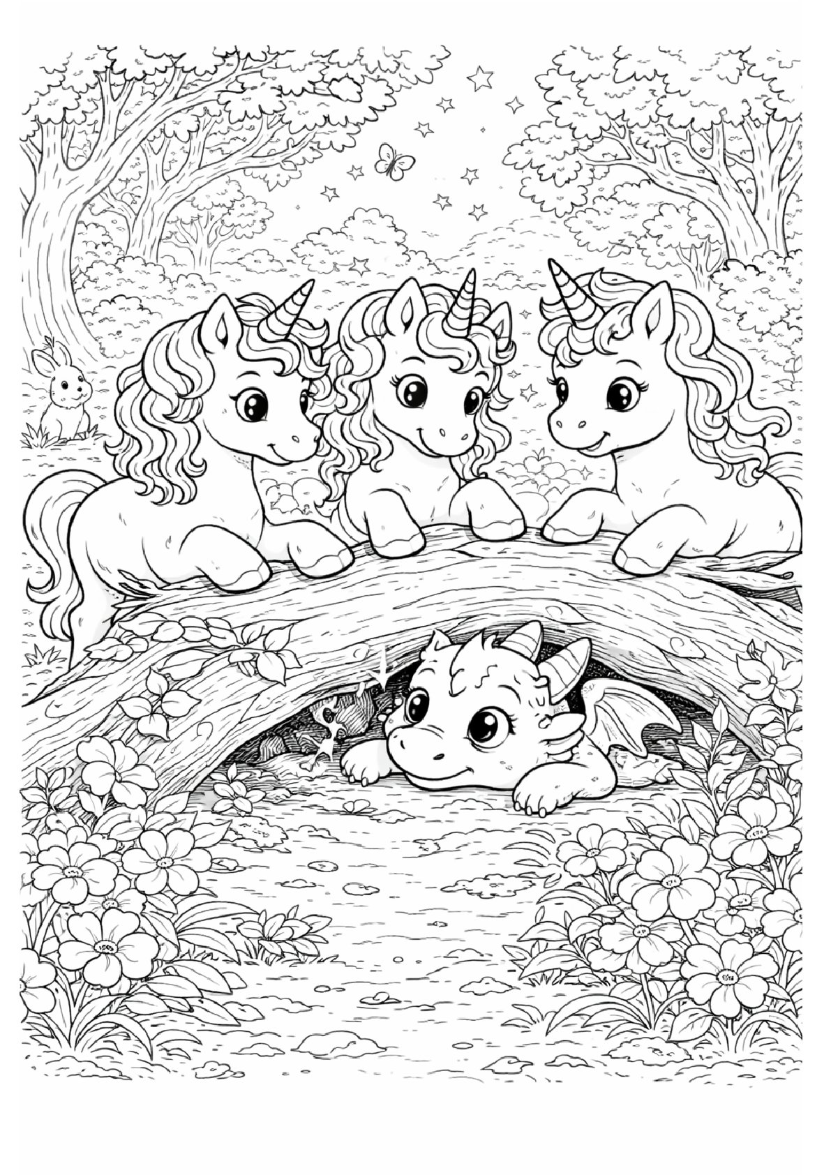 Cute Animals Coloring Page 3